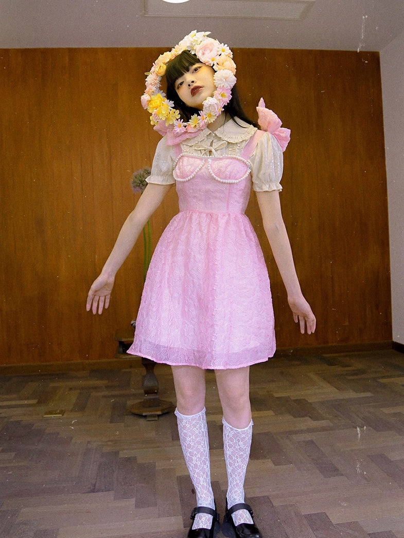 Ciffon Sheer Fluffy Wrinkled One-piece