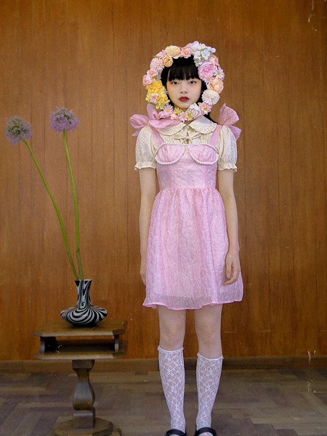 Ciffon Sheer Fluffy Wrinkled One-piece