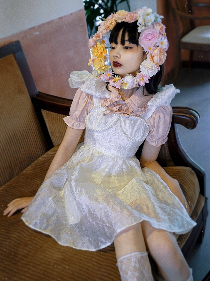 Ciffon Sheer Fluffy Wrinkled One-piece