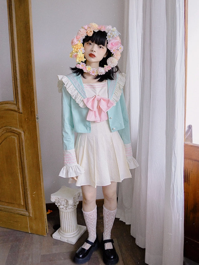 No-sleeves Flare Plain One-piece