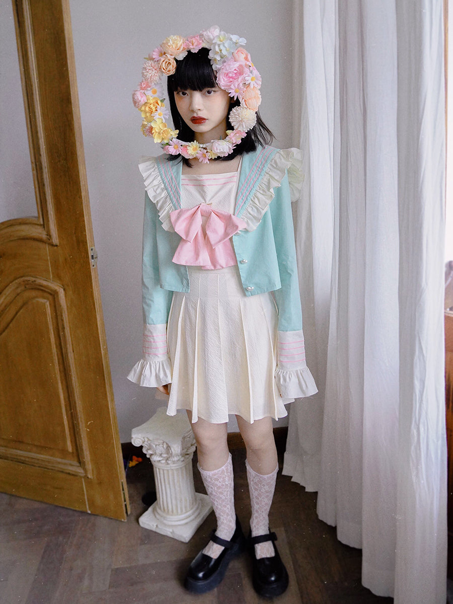 No-sleeves Flare Plain One-piece