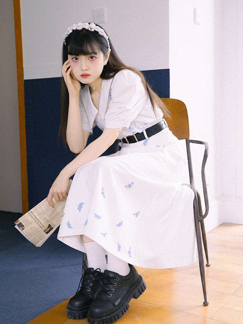Flare Long Nichi Newspaper Angel Skirt