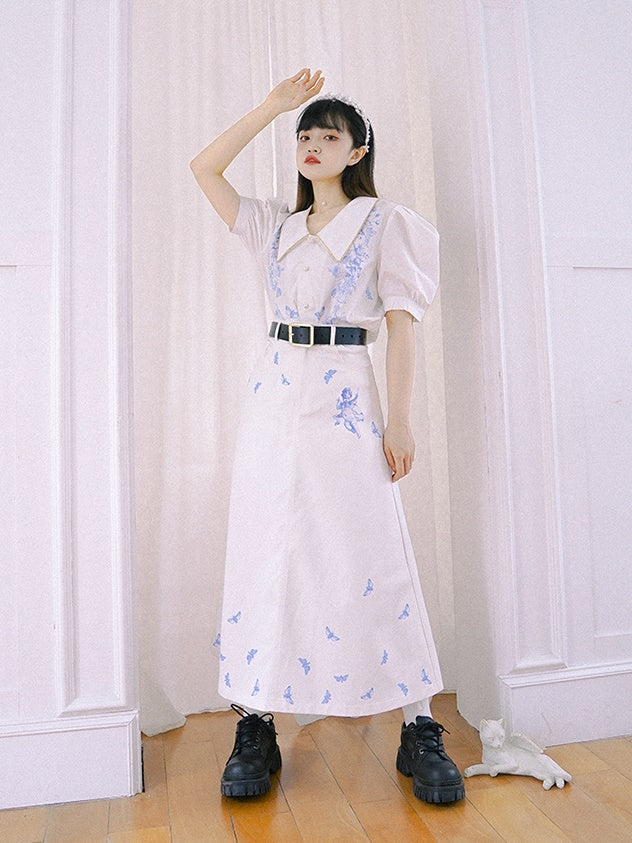 Flare Long Nichi Newspaper Angel Skirt