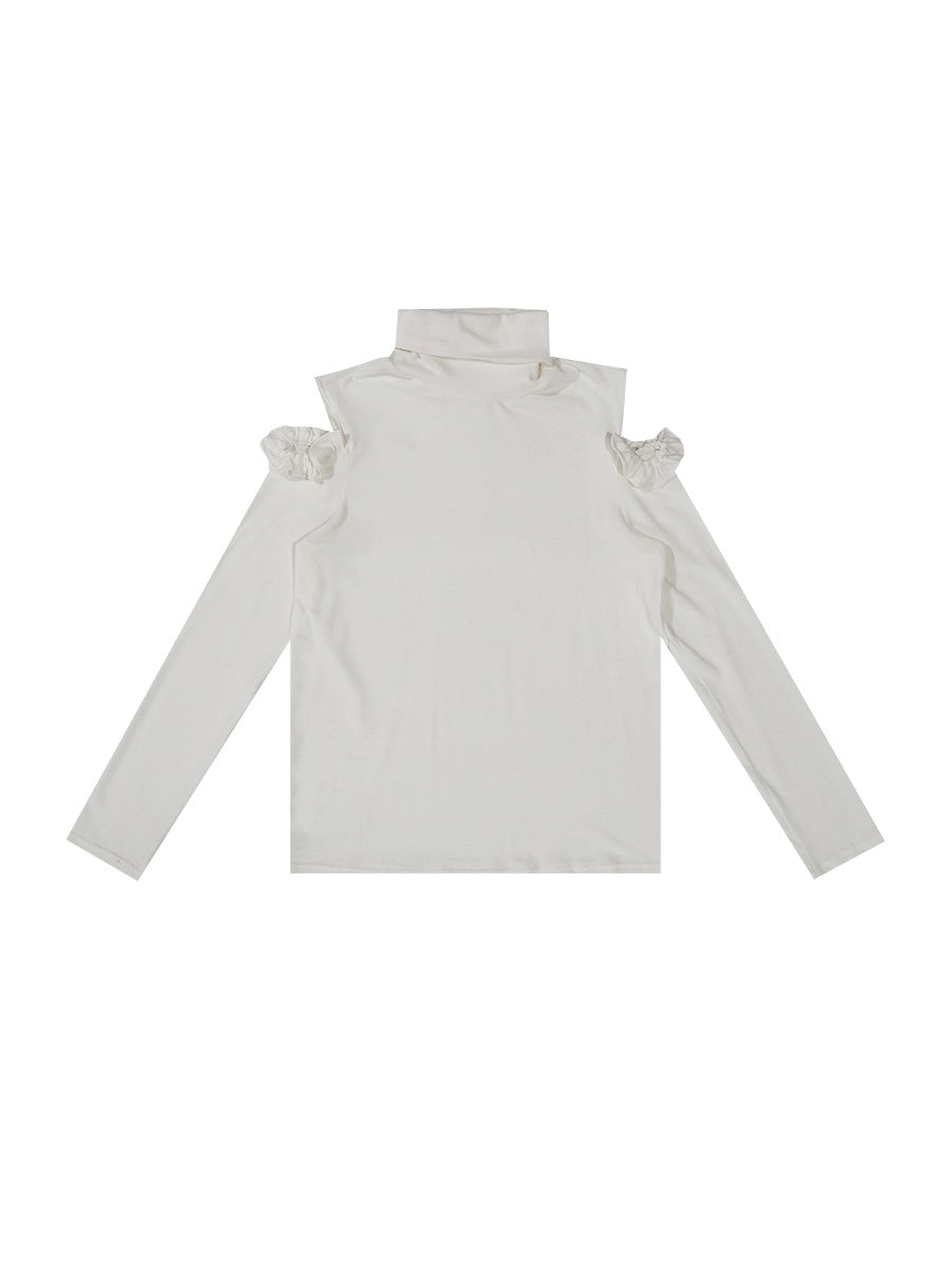 Shoulder-cut Frill High-neck Cutsew