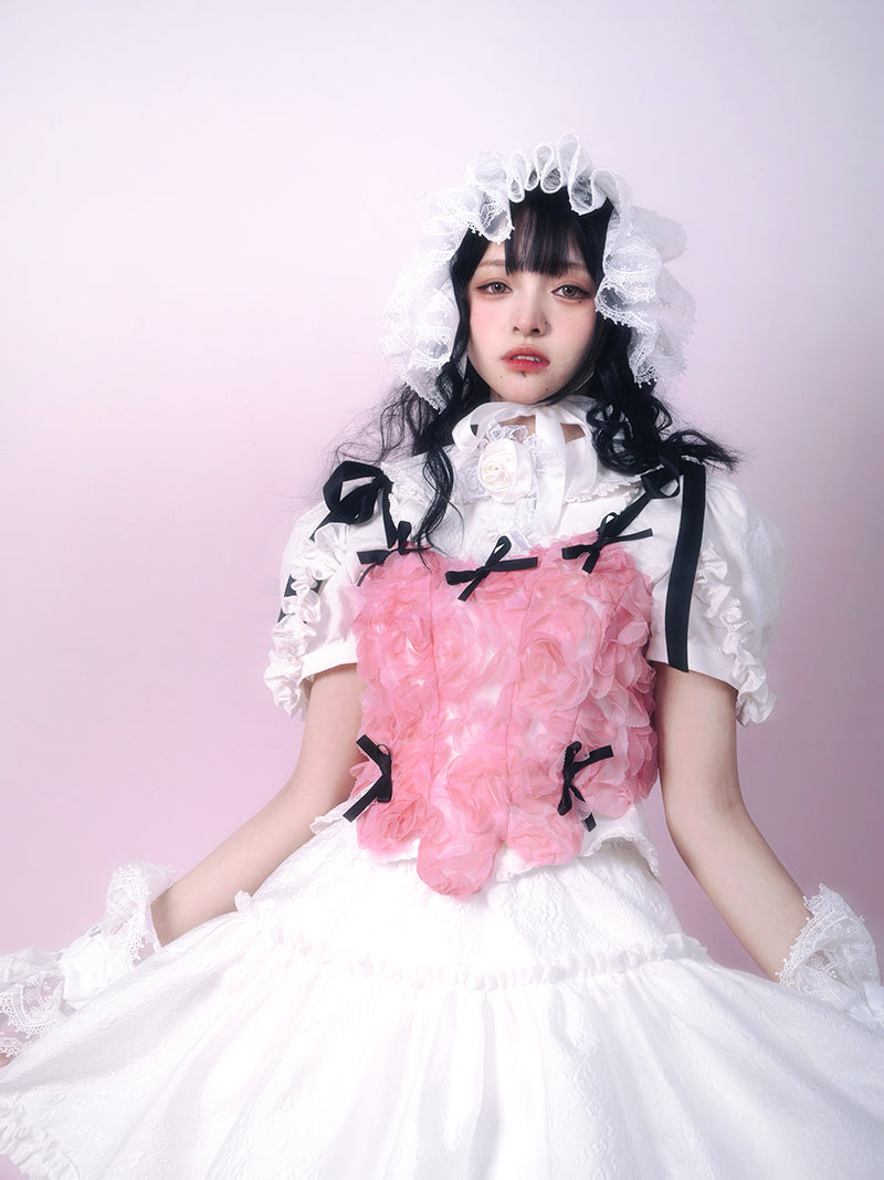 Three-dimensional Rose Ribbon Lolita Vest