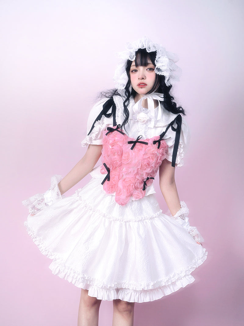 Three-dimensional Rose Ribbon Lolita Vest