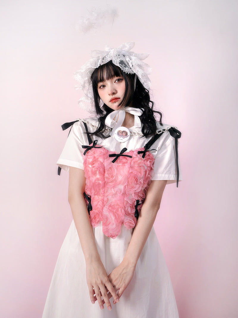 Three-dimensional Rose Ribbon Lolita Vest
