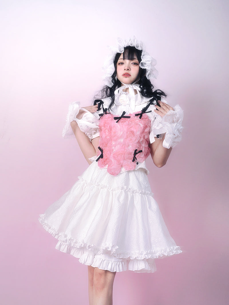 Three-dimensional Rose Ribbon Lolita Vest