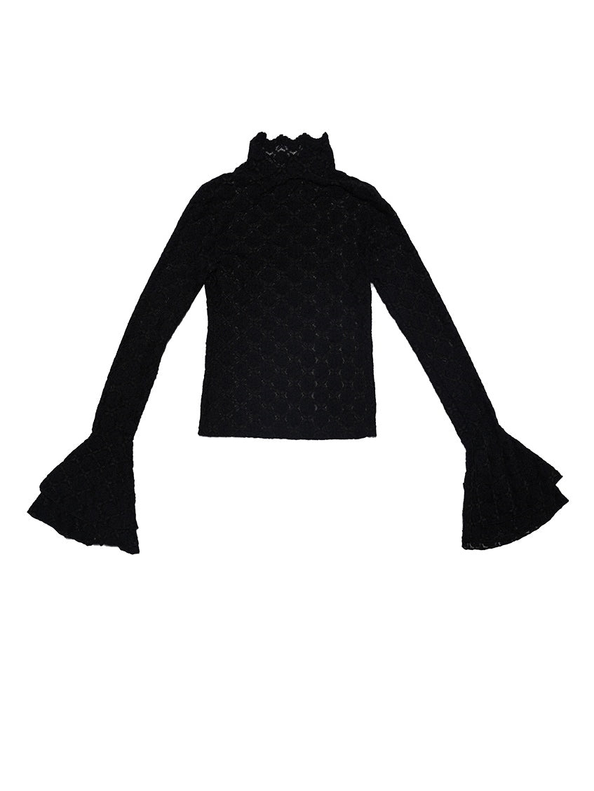 Flower Sheer Lace Blouse