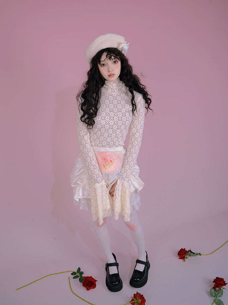 Flower Sheer Lace Blouse