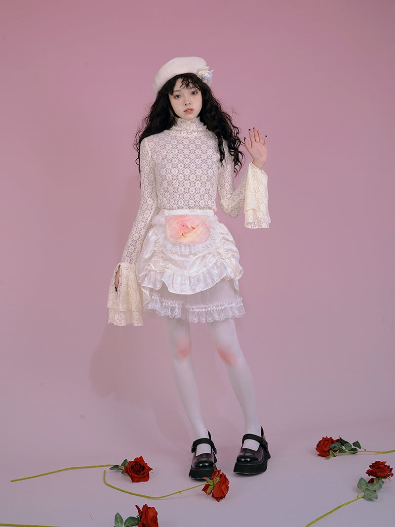 Flower Sheer Lace Blouse