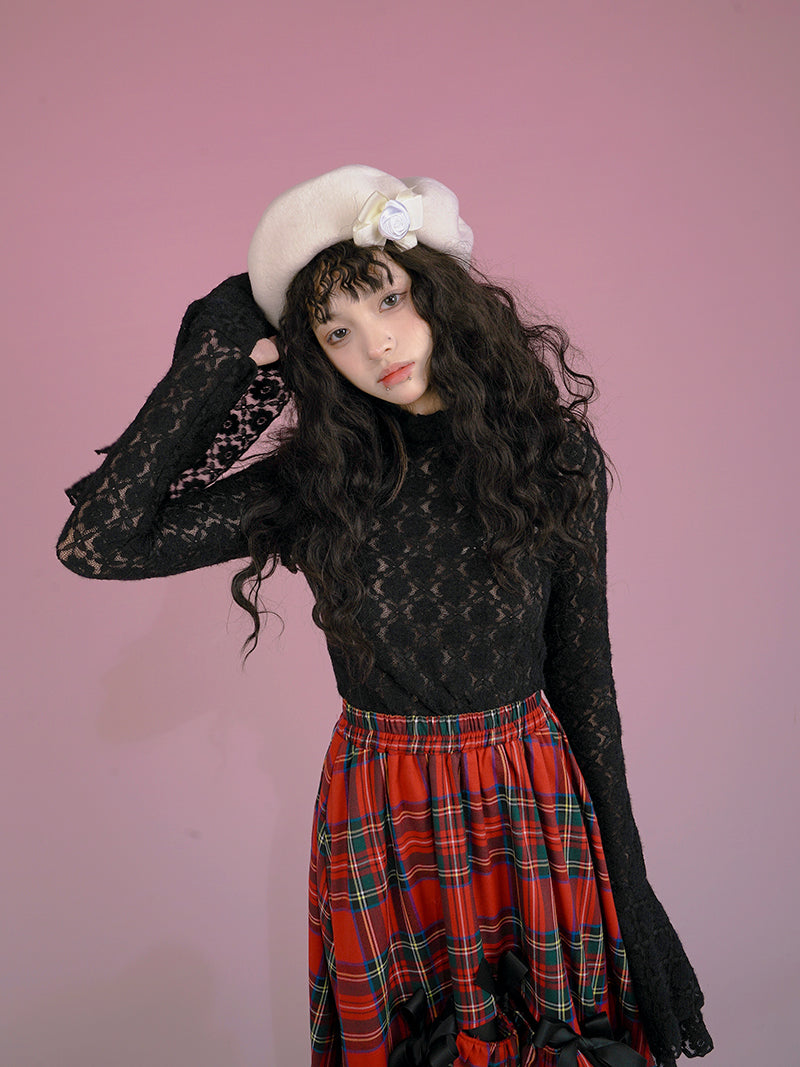 Flower Sheer Lace Blouse