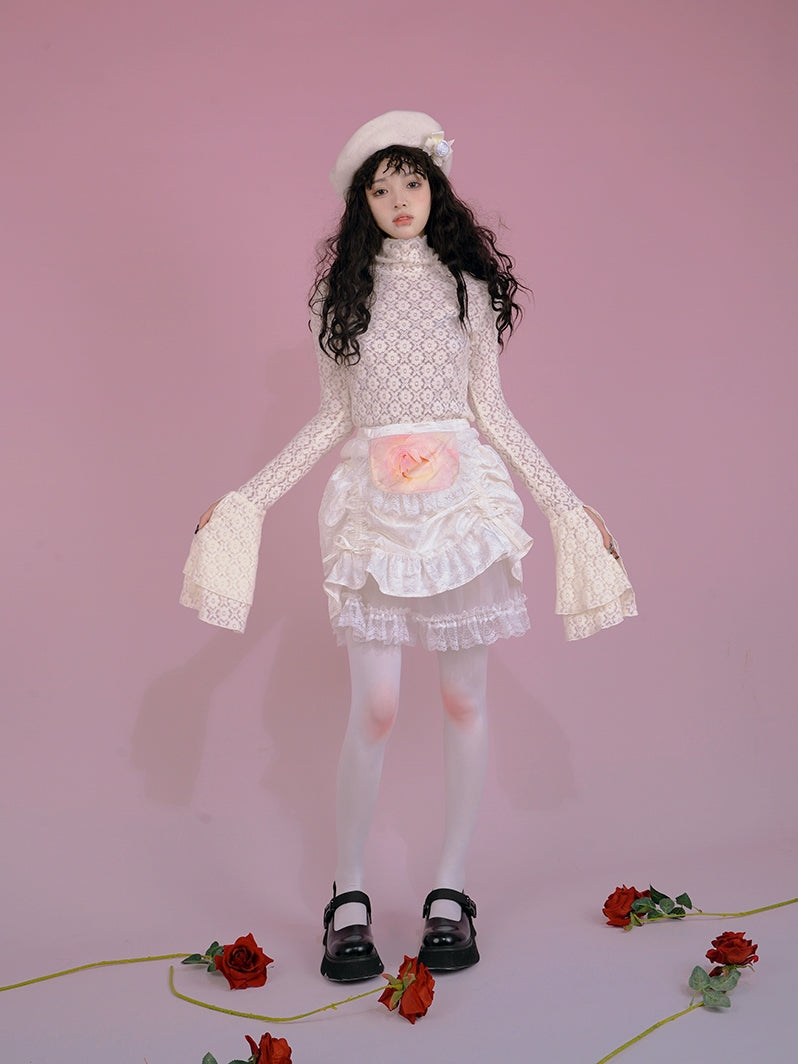 Flower Sheer Lace Blouse