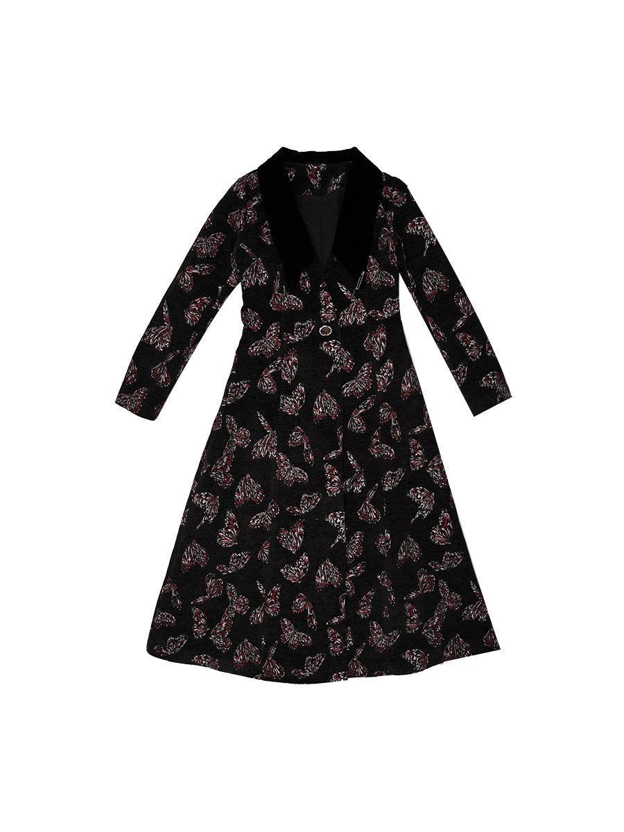 Embroidery Gothic Flare Long-Coat