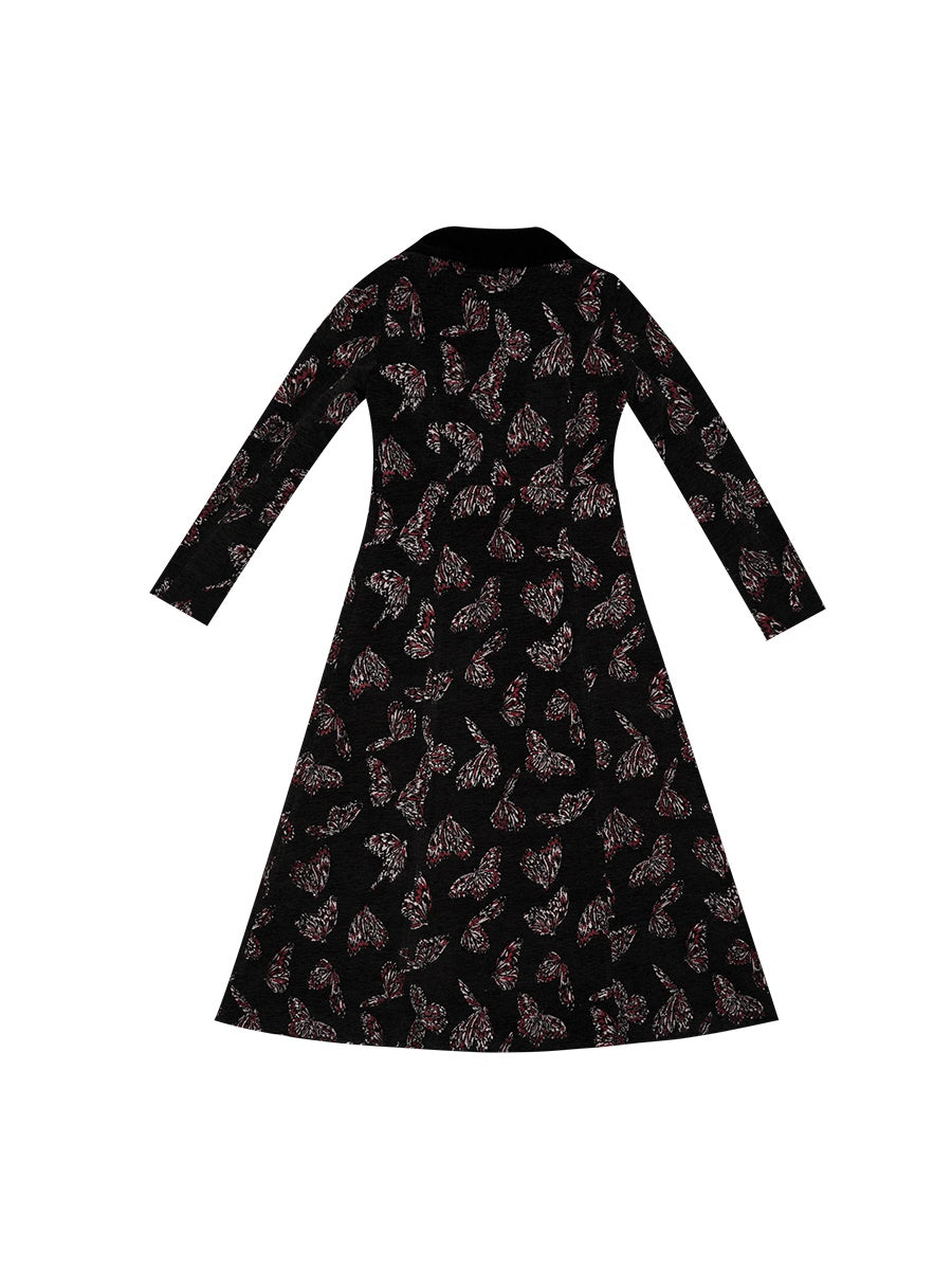 Embroidery Gothic Flare Long-Coat