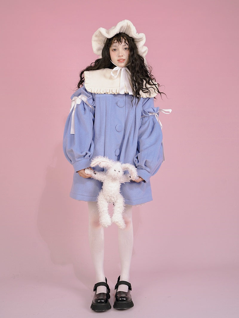 Ribbon Cute Girly Lace-collar Coat