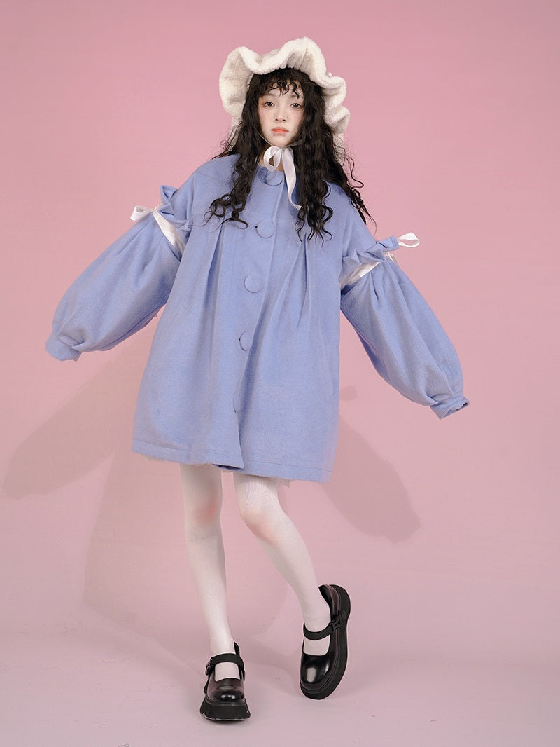 Ribbon Cute Girly Lace-collar Coat