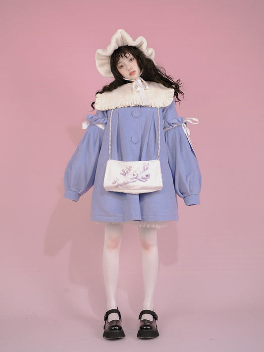 Ribbon Cute Girly Lace-collar Coat