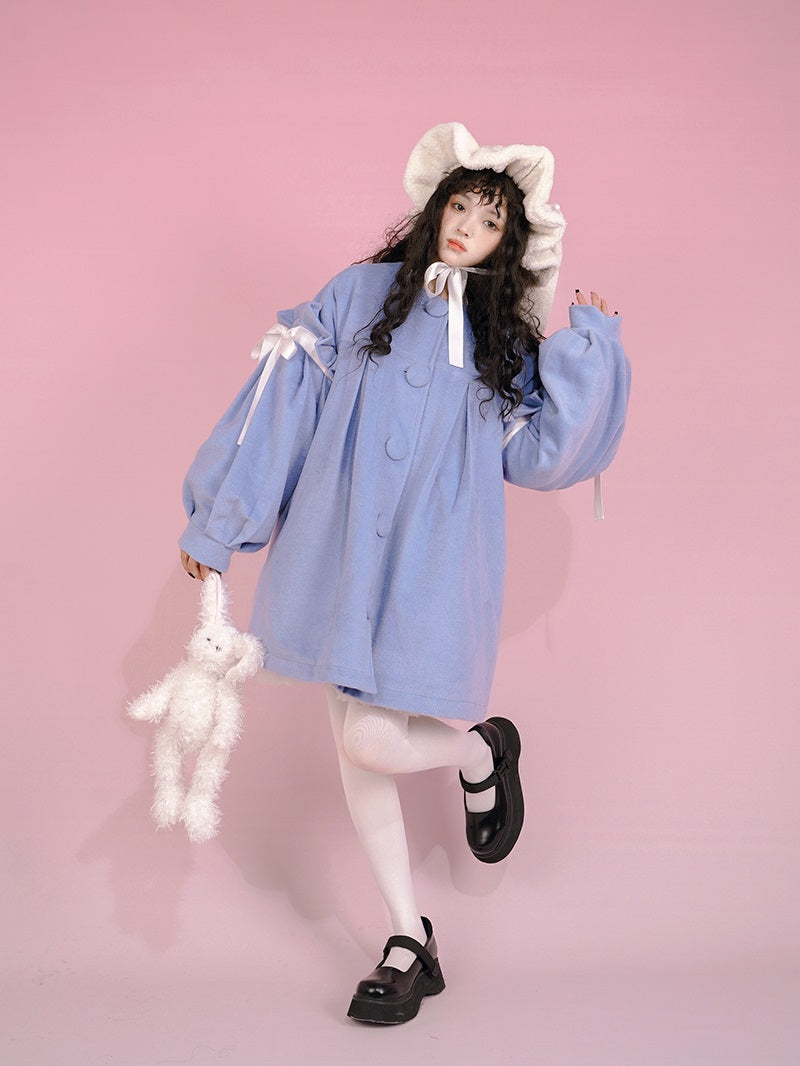 Ribbon Cute Girly Lace-collar Coat