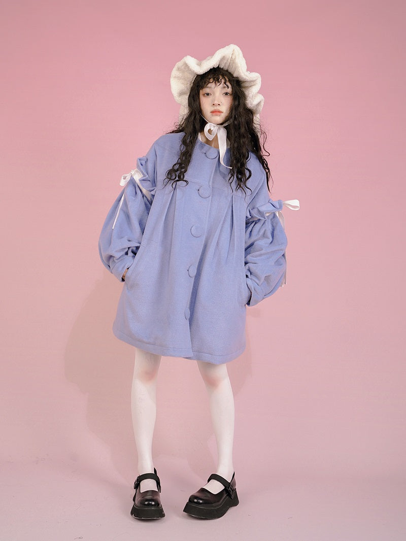 Ribbon Cute Girly Lace-collar Coat