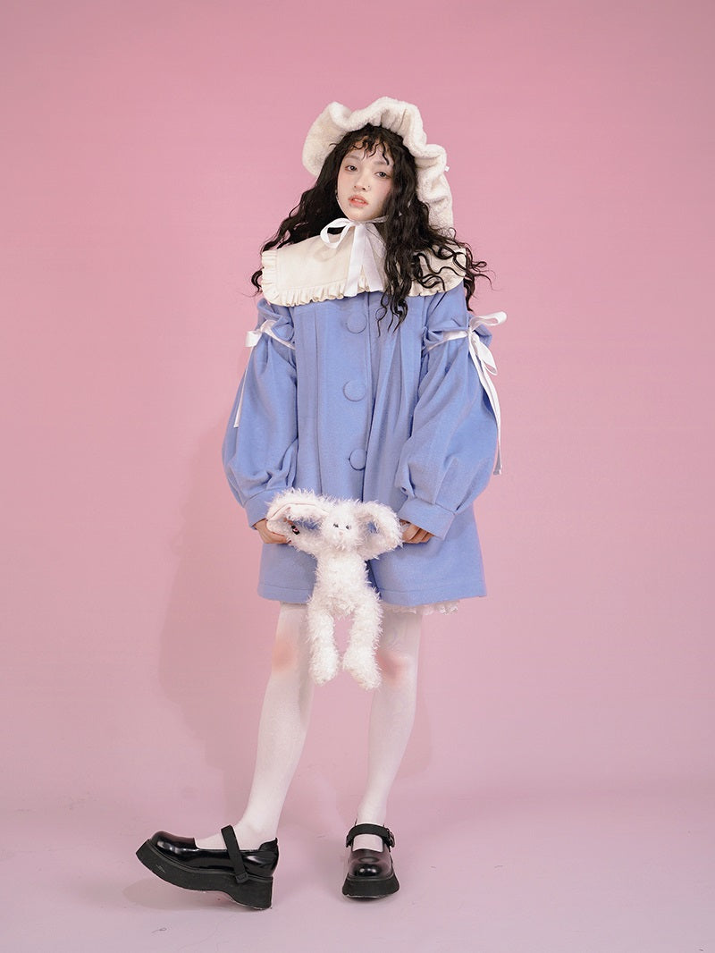 Ribbon Cute Girly Lace-collar Coat