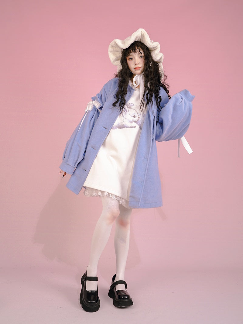 Ribbon Cute Girly Lace-collar Coat