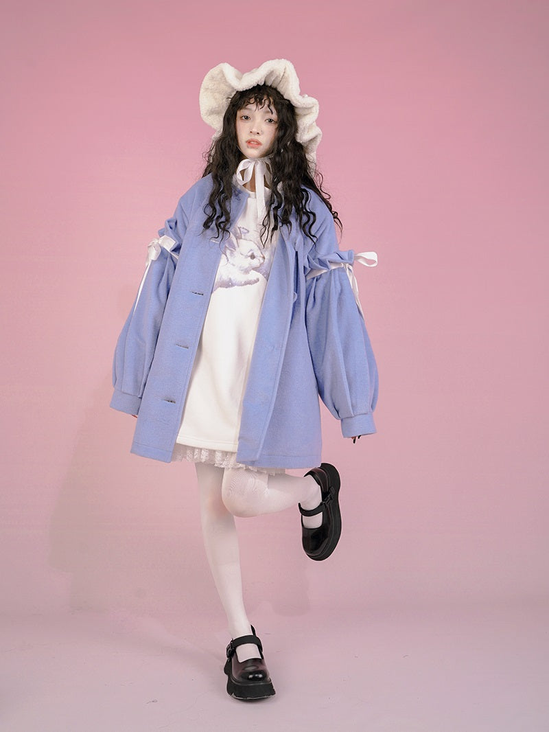 Ribbon Cute Girly Lace-collar Coat