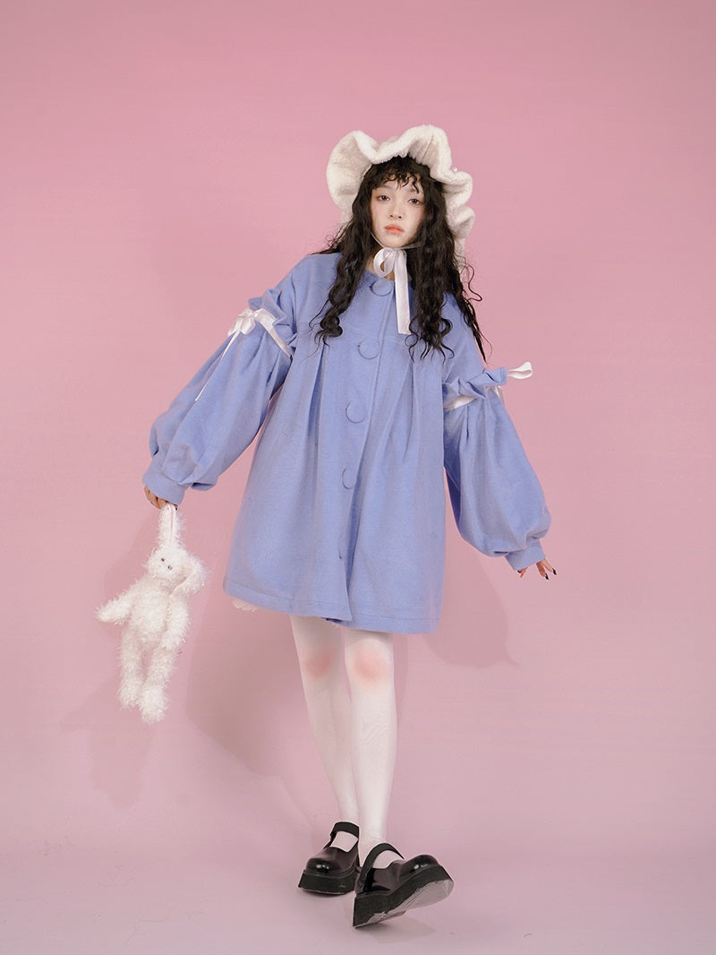 Ribbon Cute Girly Lace-collar Coat