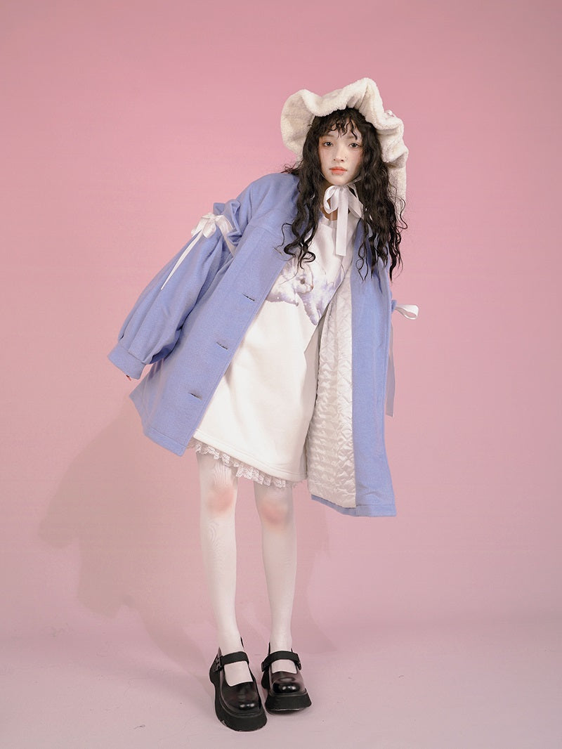 Ribbon Cute Girly Lace-collar Coat