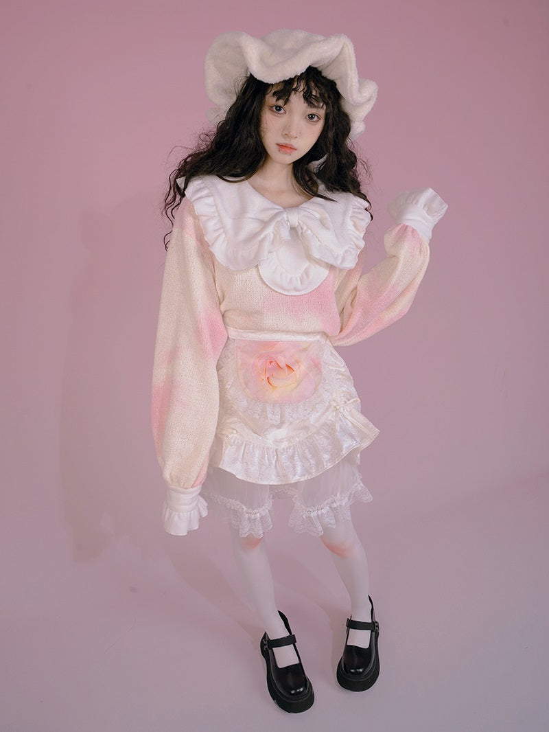 Marble ribbon Frill Sweet Blouse