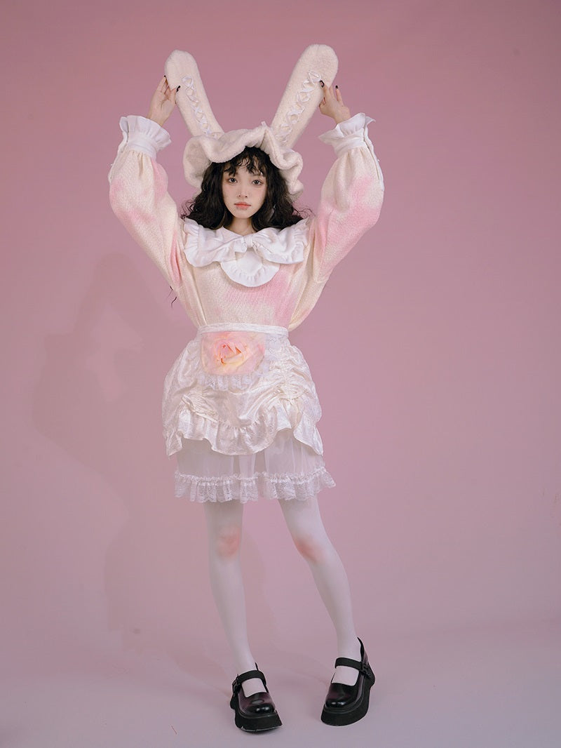 Marble ribbon Frill Sweet Blouse