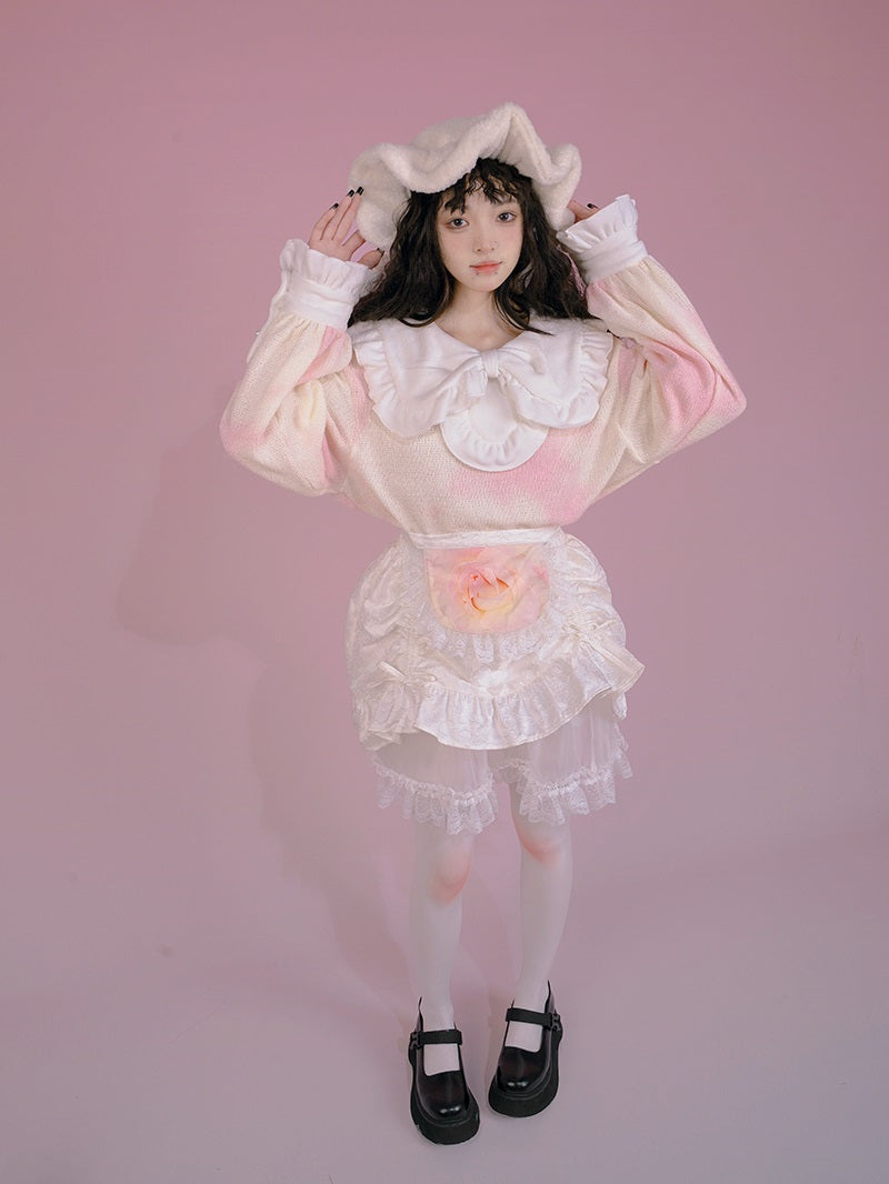 Marble ribbon Frill Sweet Blouse