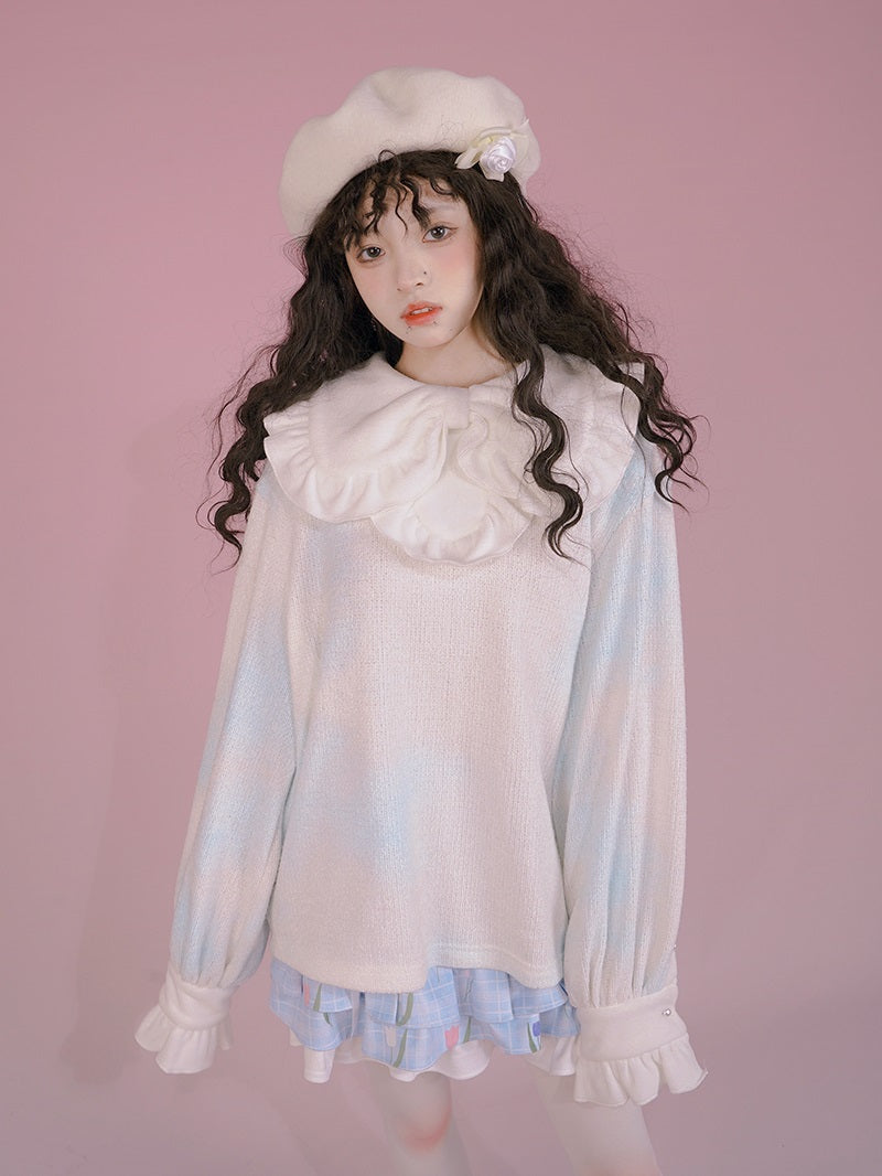Marble ribbon Frill Sweet Blouse