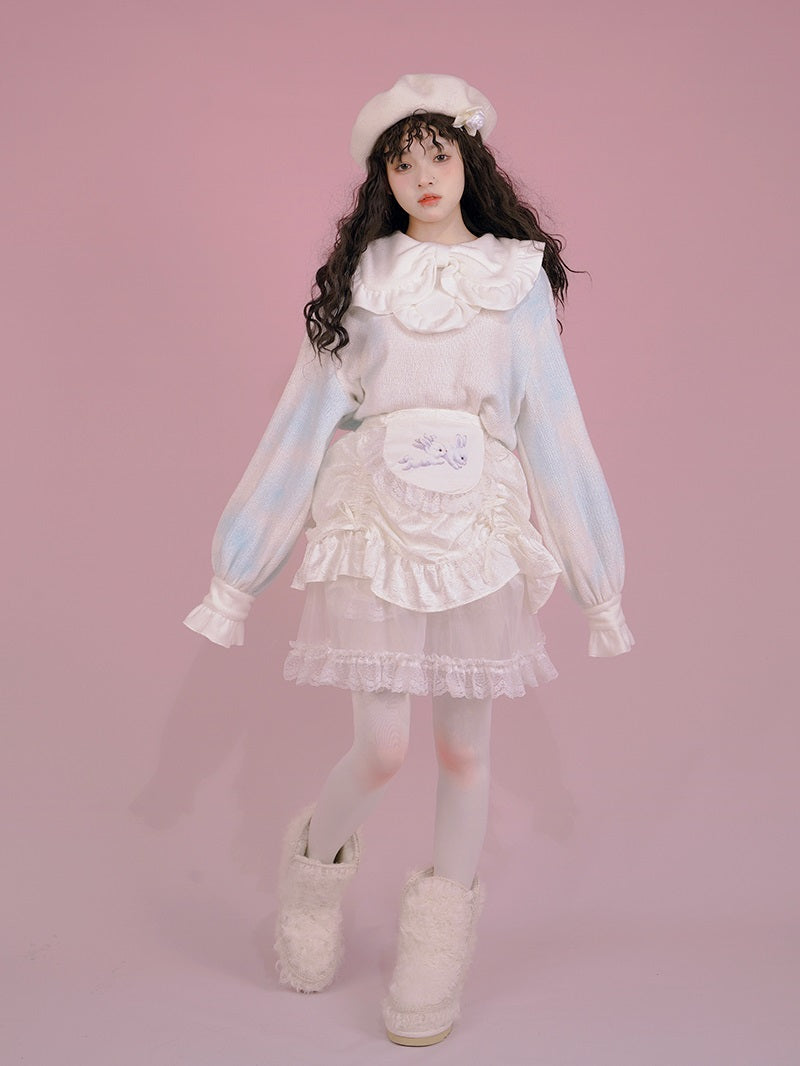 Marble ribbon Frill Sweet Blouse