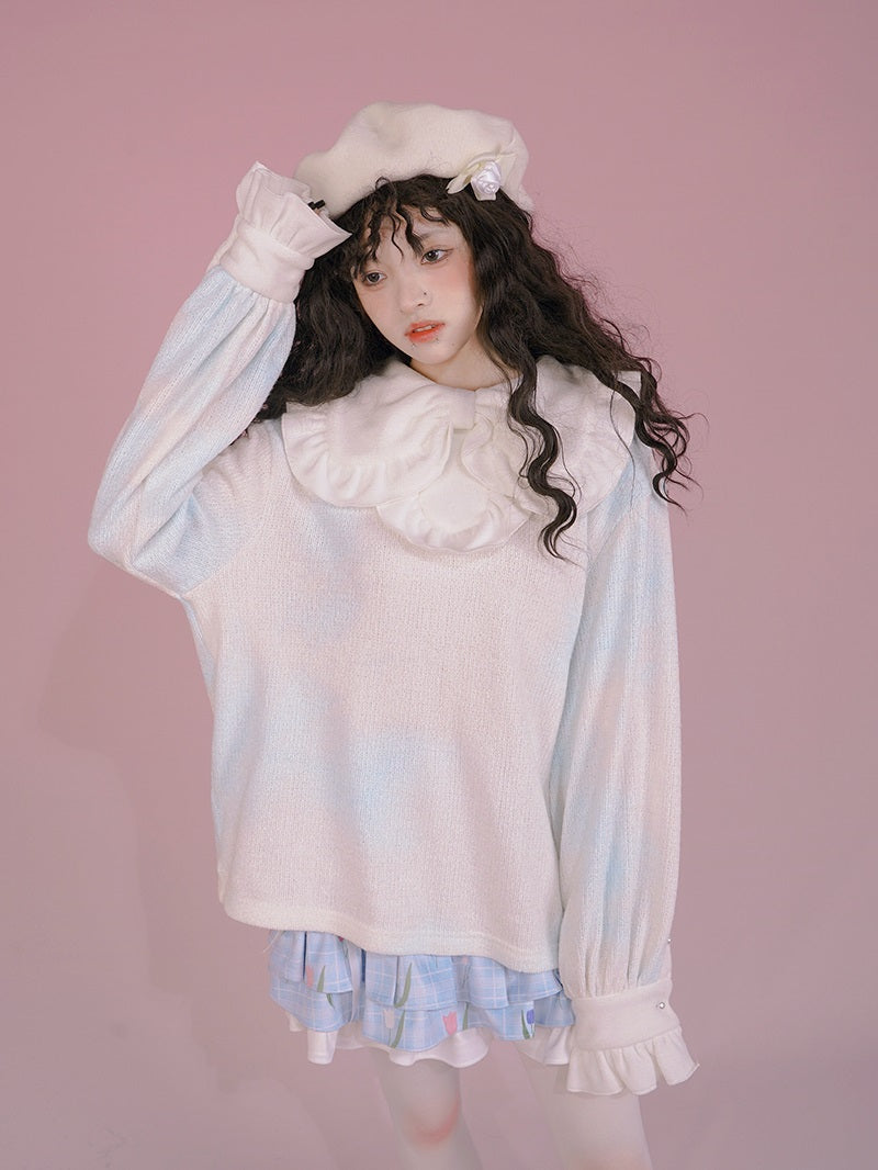 Marble ribbon Frill Sweet Blouse