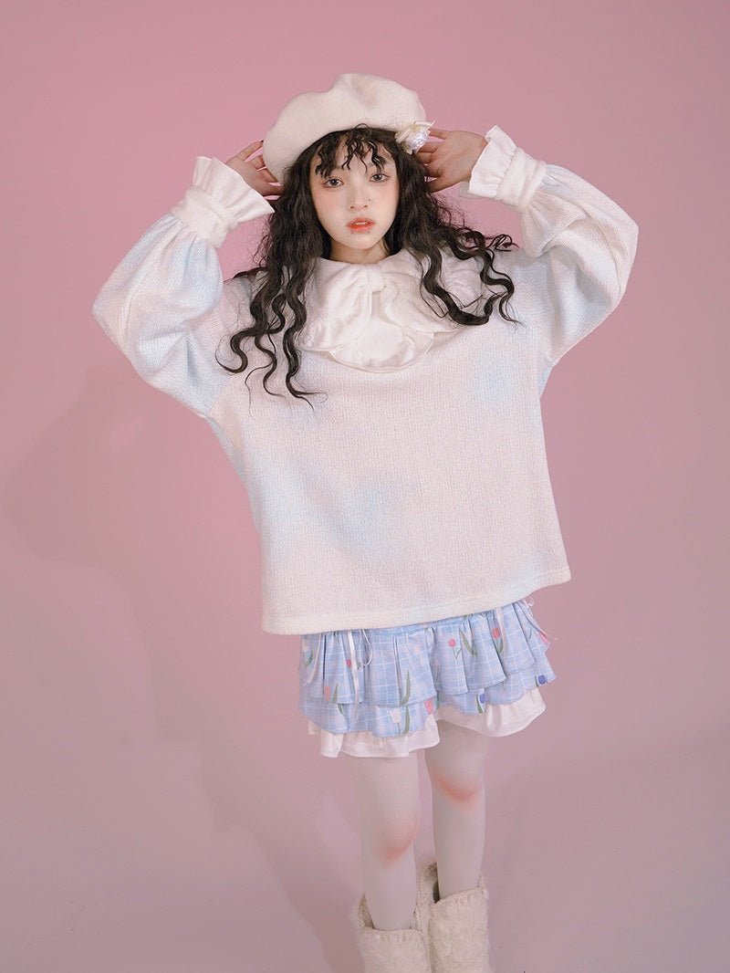 Marble ribbon Frill Sweet Blouse