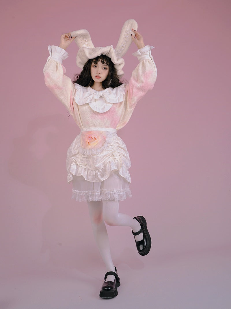 Marble ribbon Frill Sweet Blouse