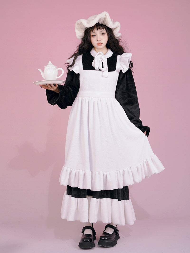 Gothic Lorita Frill Apron Cosplay One-piece