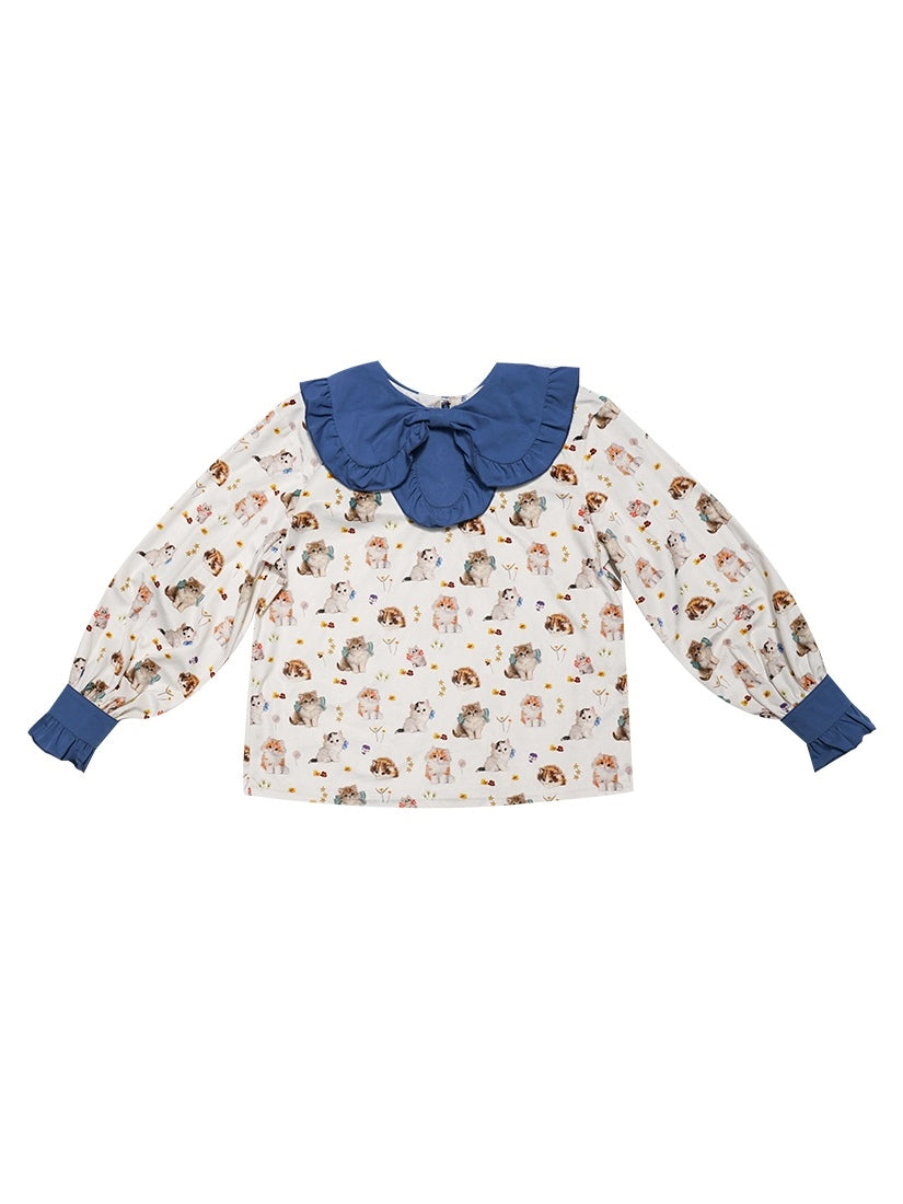 Gothic Frill-Collar Cat Cute Pop Blouse