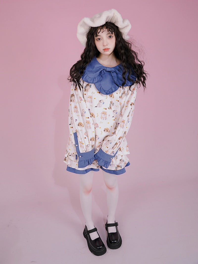 Gothic Frill-Collar Cat Cute Pop Blouse