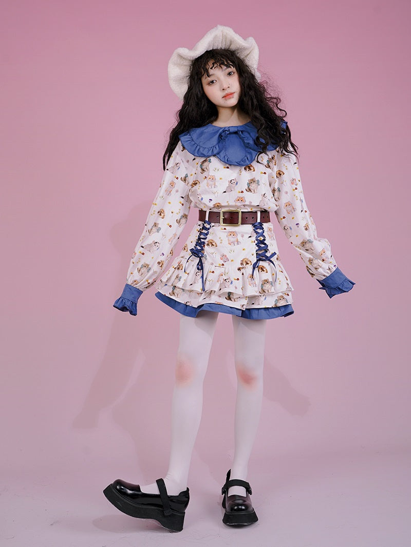 Gothic Frill-Collar Cat Cute Pop Blouse