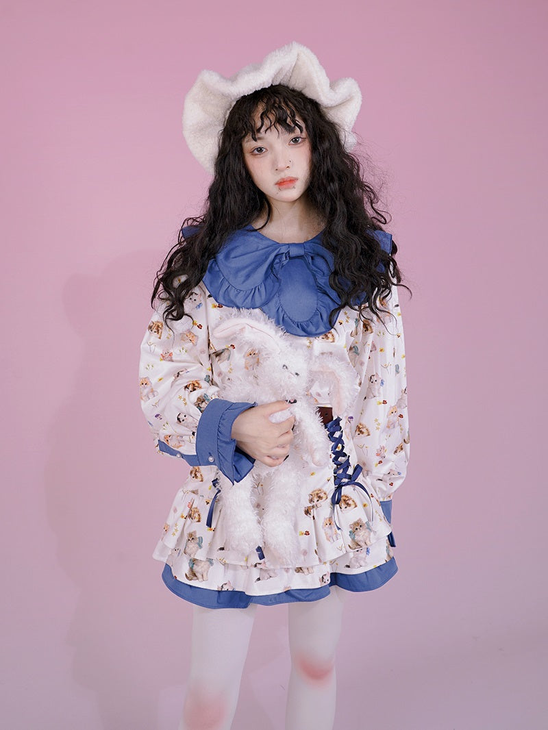 Gothic Frill-Collar Cat Cute Pop Blouse