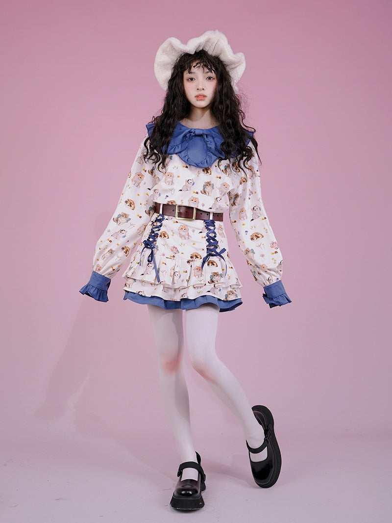 Gothic Frill-Collar Cat Cute Pop Blouse