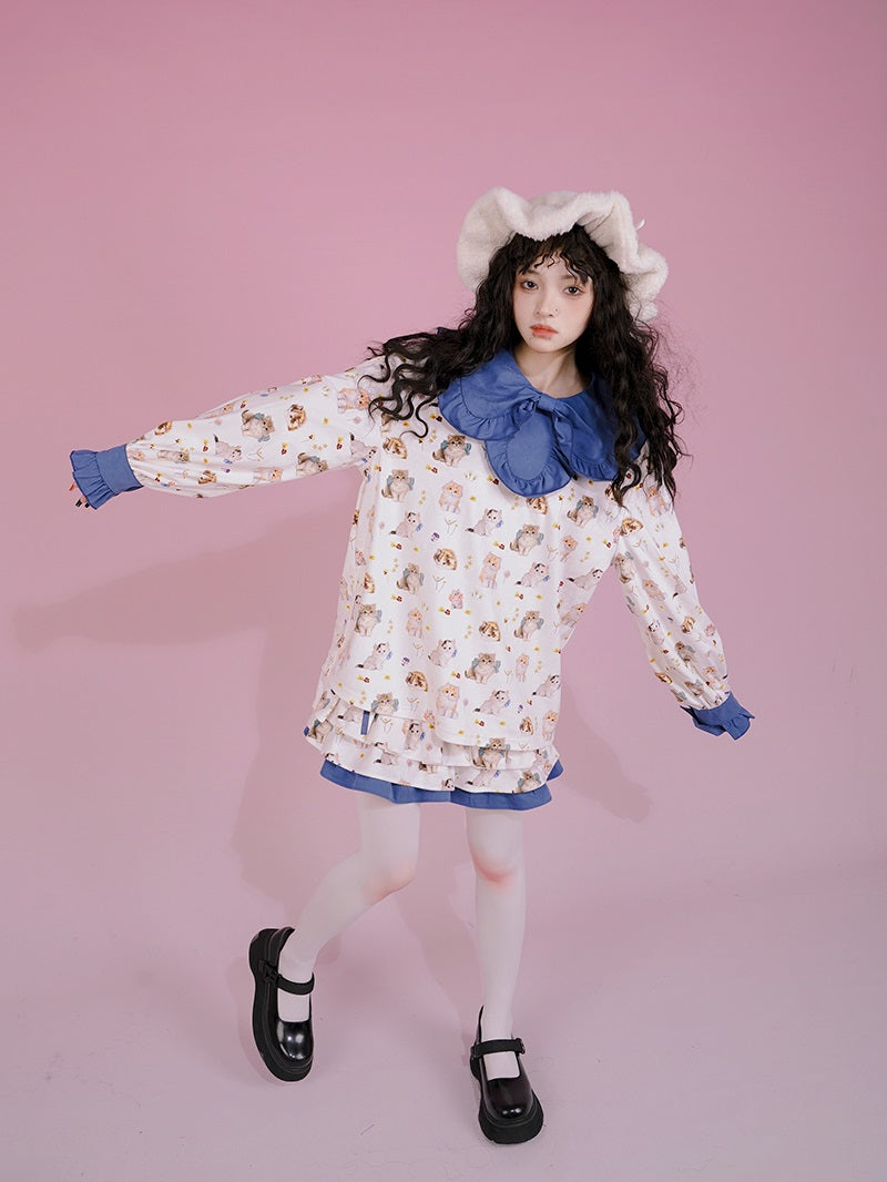 Gothic Frill-Collar Cat Cute Pop Blouse