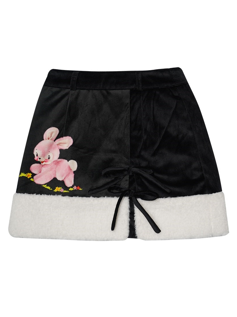 Boa Wool Retro Rabbit Short Skirt