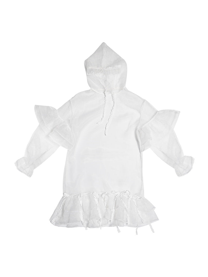 Gothic Sheer See-through Frill Hoodie Tops