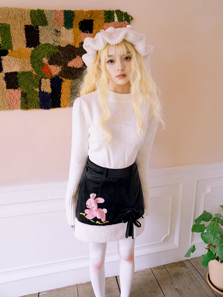 Boa Wool Retro Rabbit Short Skirt