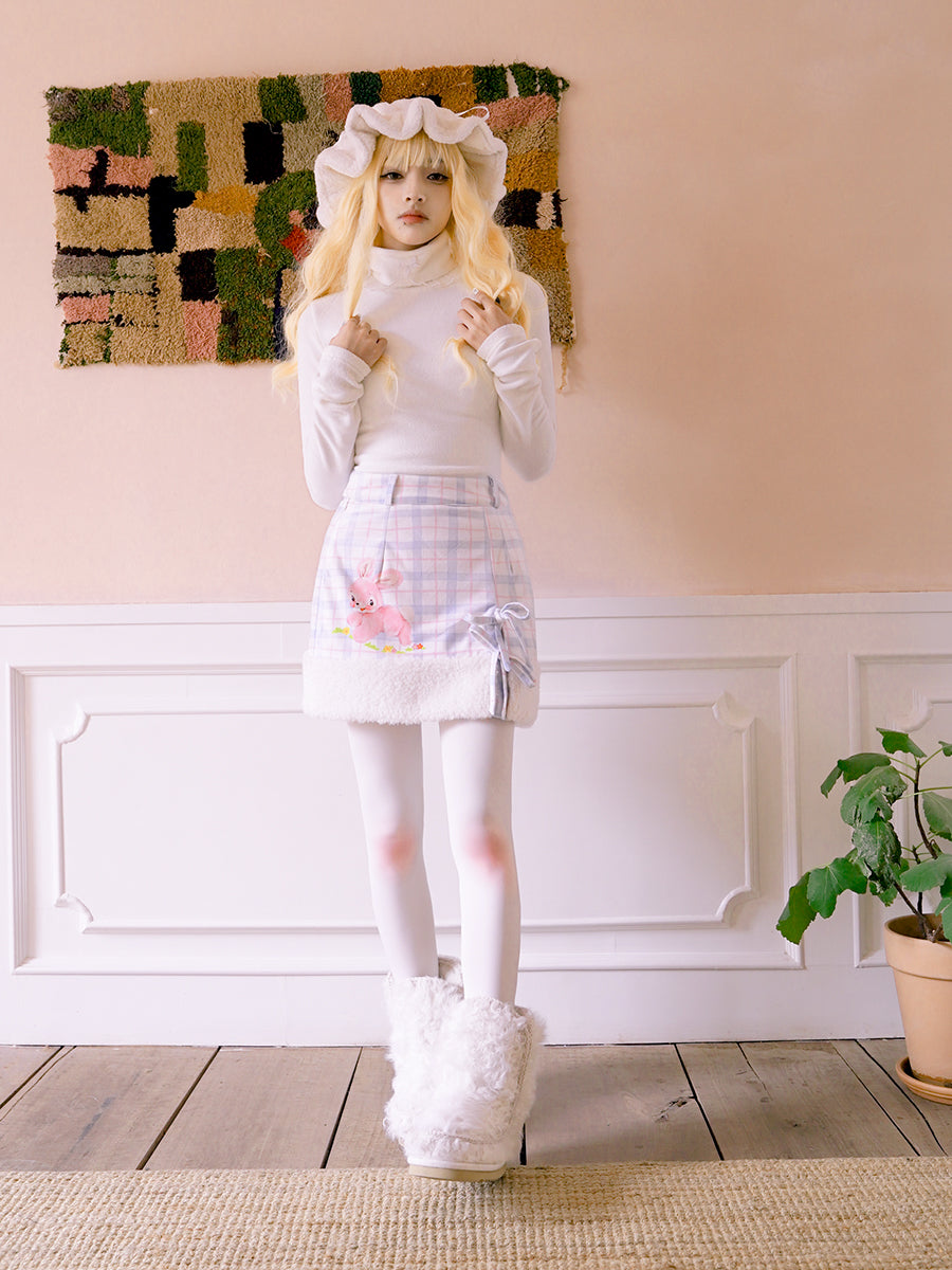 Boa Wool Retro Rabbit Short Skirt