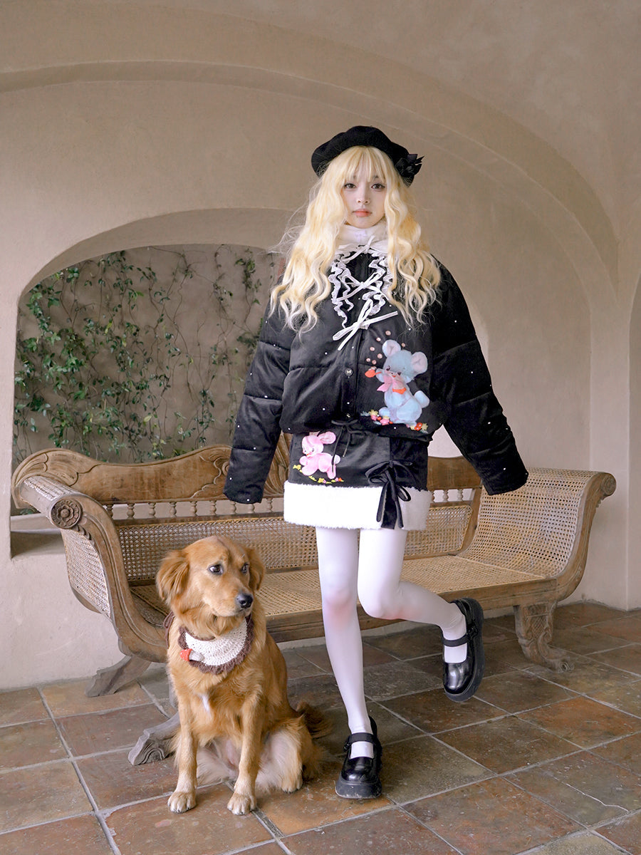 Boa Wool Retro Rabbit Short Skirt