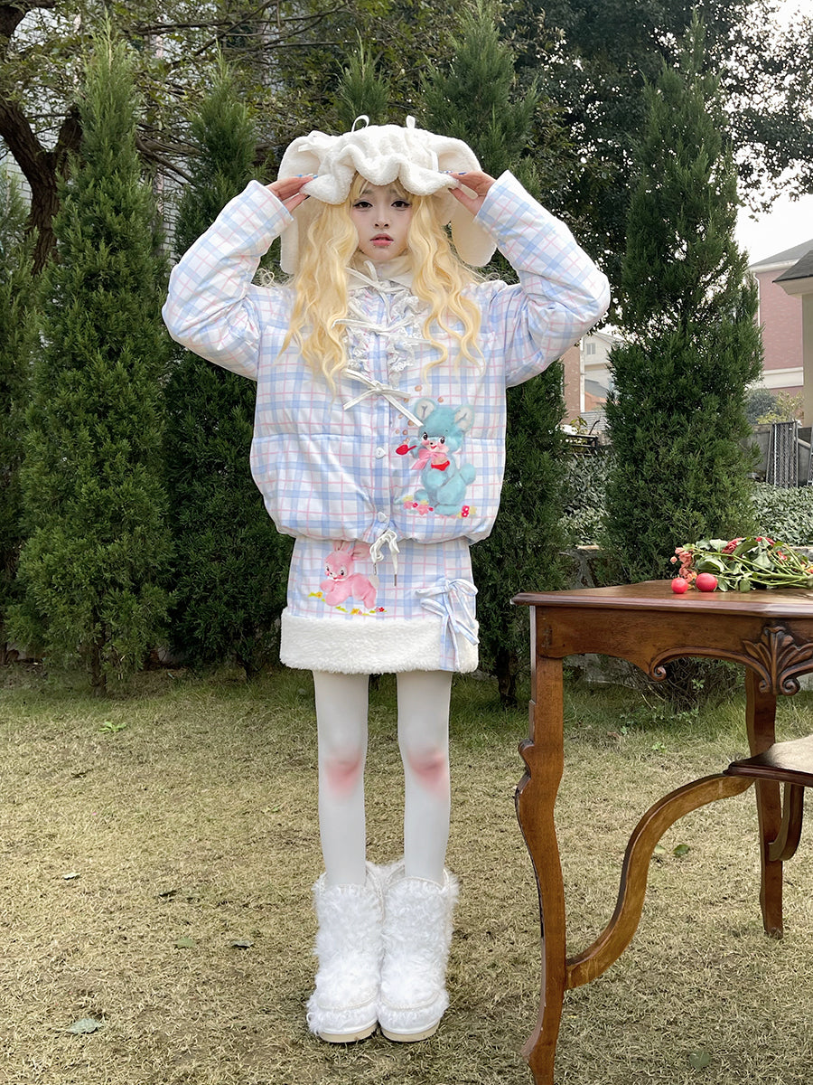 Boa Wool Retro Rabbit Short Skirt